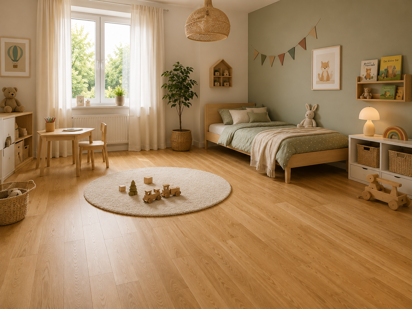 Hochwertiger Parkettboden mit warmer Holzstruktur